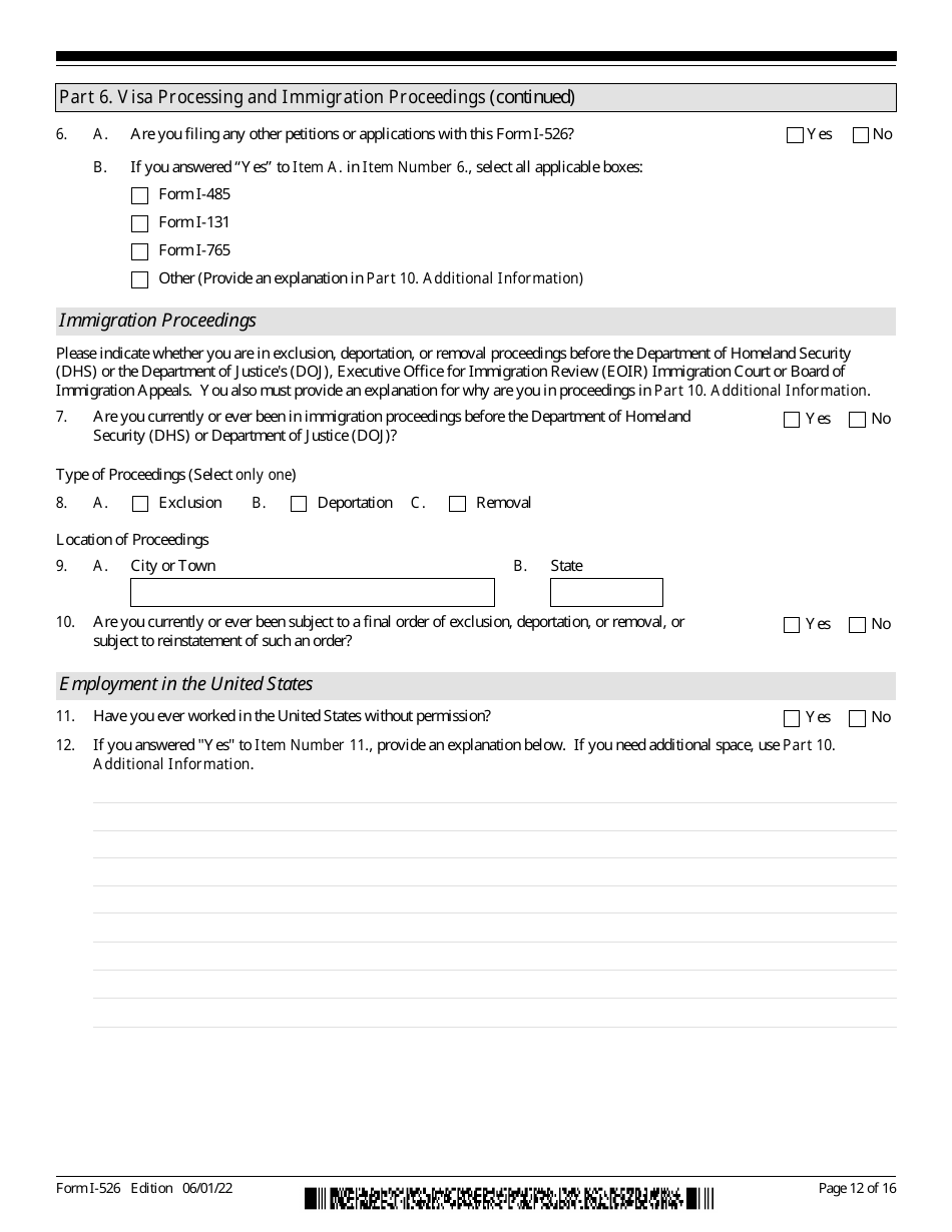 USCIS Form I-526 Immigrant Petition by Standalone Investor, Page 12