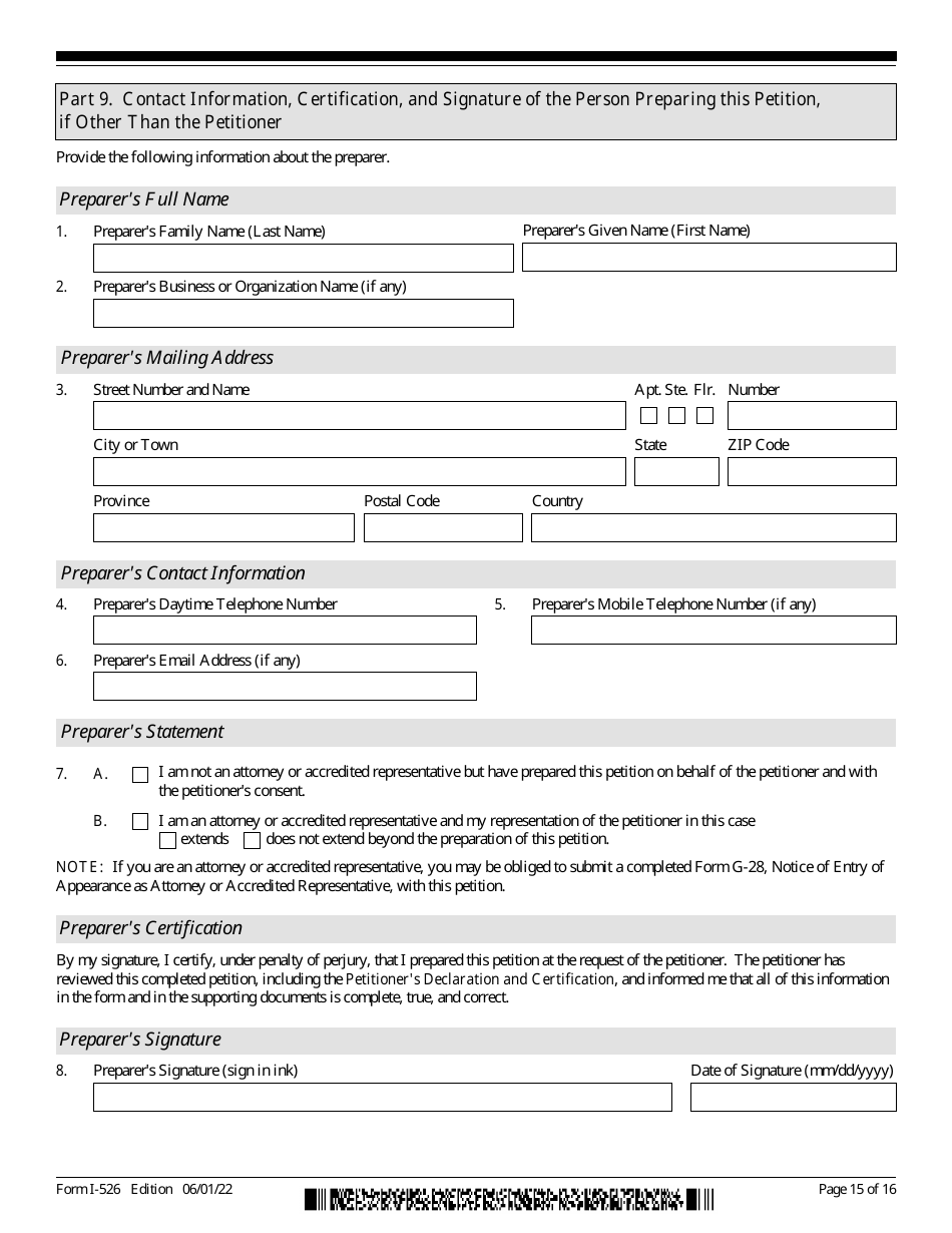 USCIS Form I-526 Immigrant Petition by Standalone Investor, Page 15