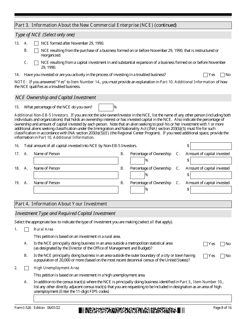 USCIS Form I-526 Immigrant Petition by Standalone Investor, Page 8