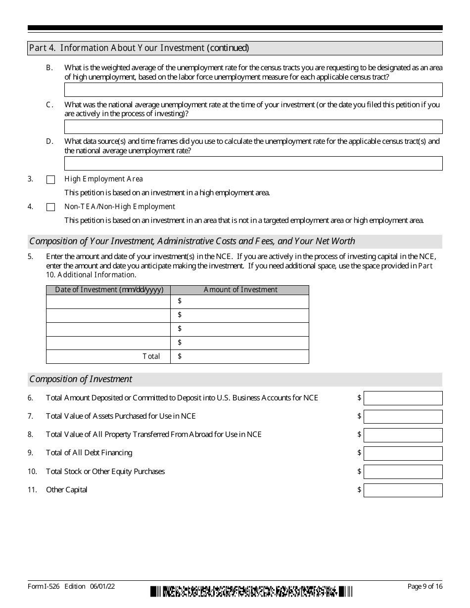 USCIS Form I-526 Immigrant Petition by Standalone Investor, Page 9