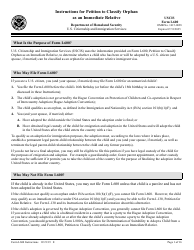 Document preview: Instructions for USCIS Form I-600 Petition to Classify Orphan as an Immediate Relative
