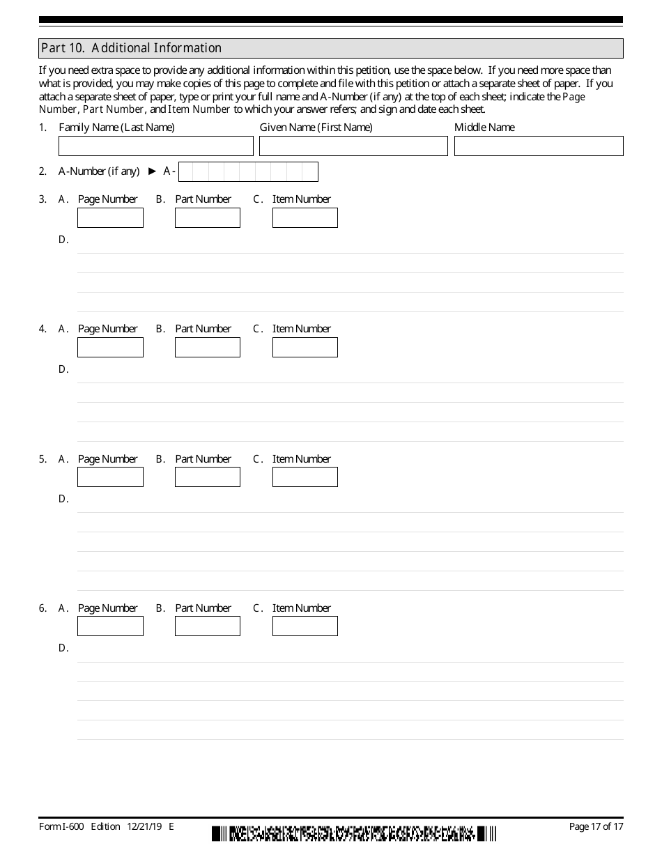 USCIS Form I-600 Petition to Classify Orphan as an Immediate Relative, Page 17