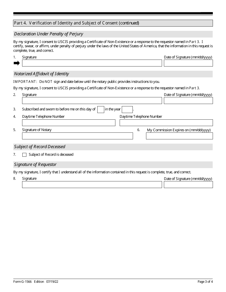 USCIS Form G-1566 Request for a Certificate of Non-existence, Page 3
