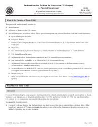 Document preview: Instructions for USCIS Form I-360 Petition for Amerasian, Widow(Er), or Special Immigrant