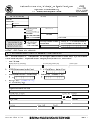Document preview: USCIS Form I-360 Petition for Amerasian, Widow(Er), or Special Immigrant