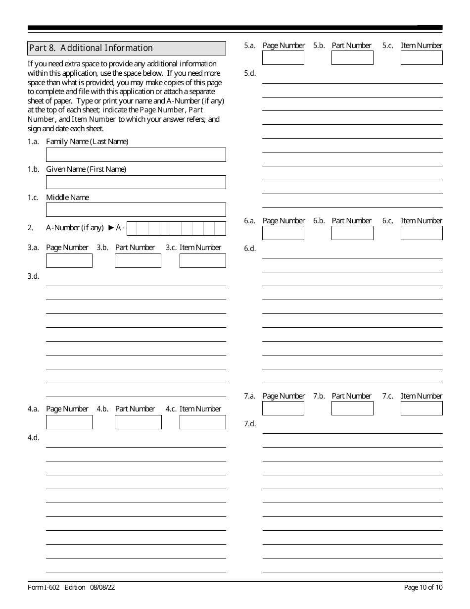 USCIS Form I-602 Download Fillable PDF Or Fill Online Application By ...