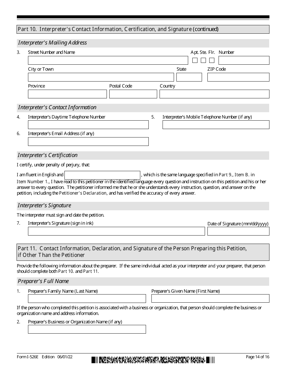 USCIS Form I-526E Immigrant Petition by Regional Center Investor, Page 14