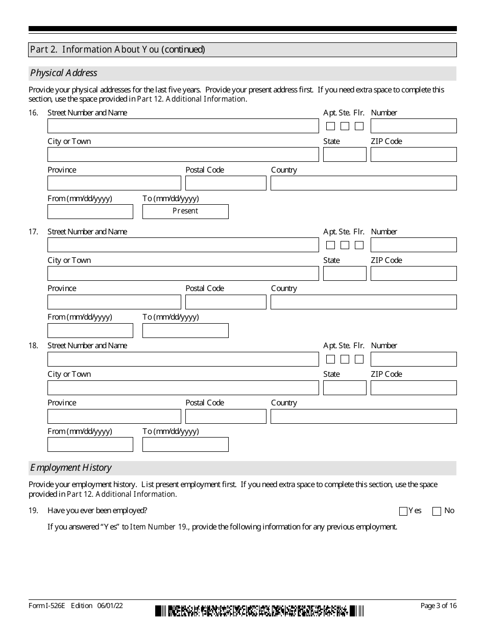 USCIS Form I-526E Immigrant Petition by Regional Center Investor, Page 3