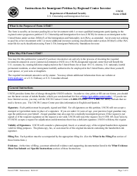 Document preview: Instructions for USCIS Form I-526E Immigrant Petition by Regional Center Investor