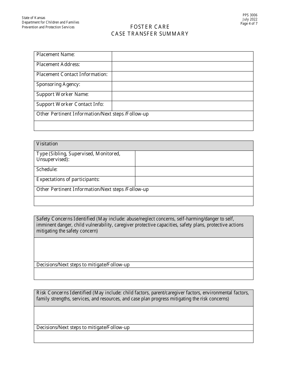 Form PPS3006 - Fill Out, Sign Online and Download Printable PDF, Kansas ...