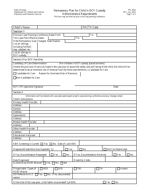 Form PPS3052  Printable Pdf