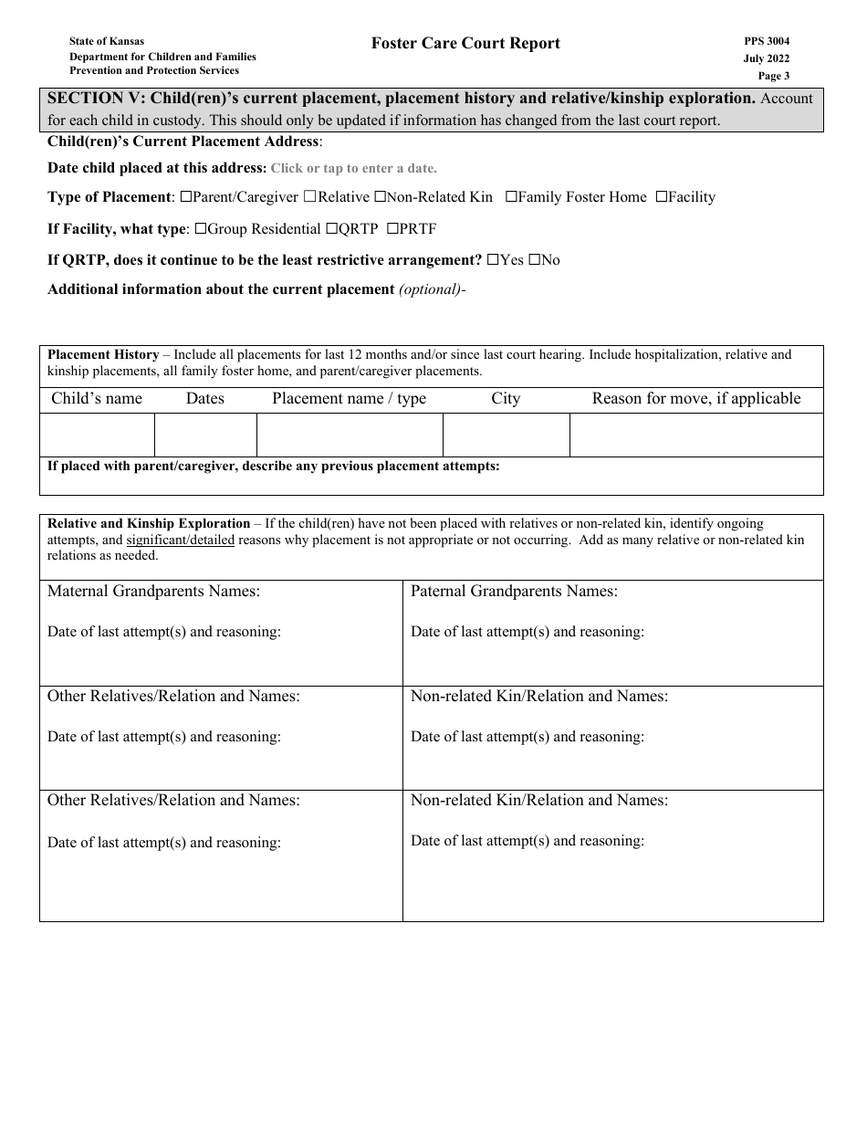 Form PPS3004 - Fill Out, Sign Online and Download Printable PDF, Kansas ...