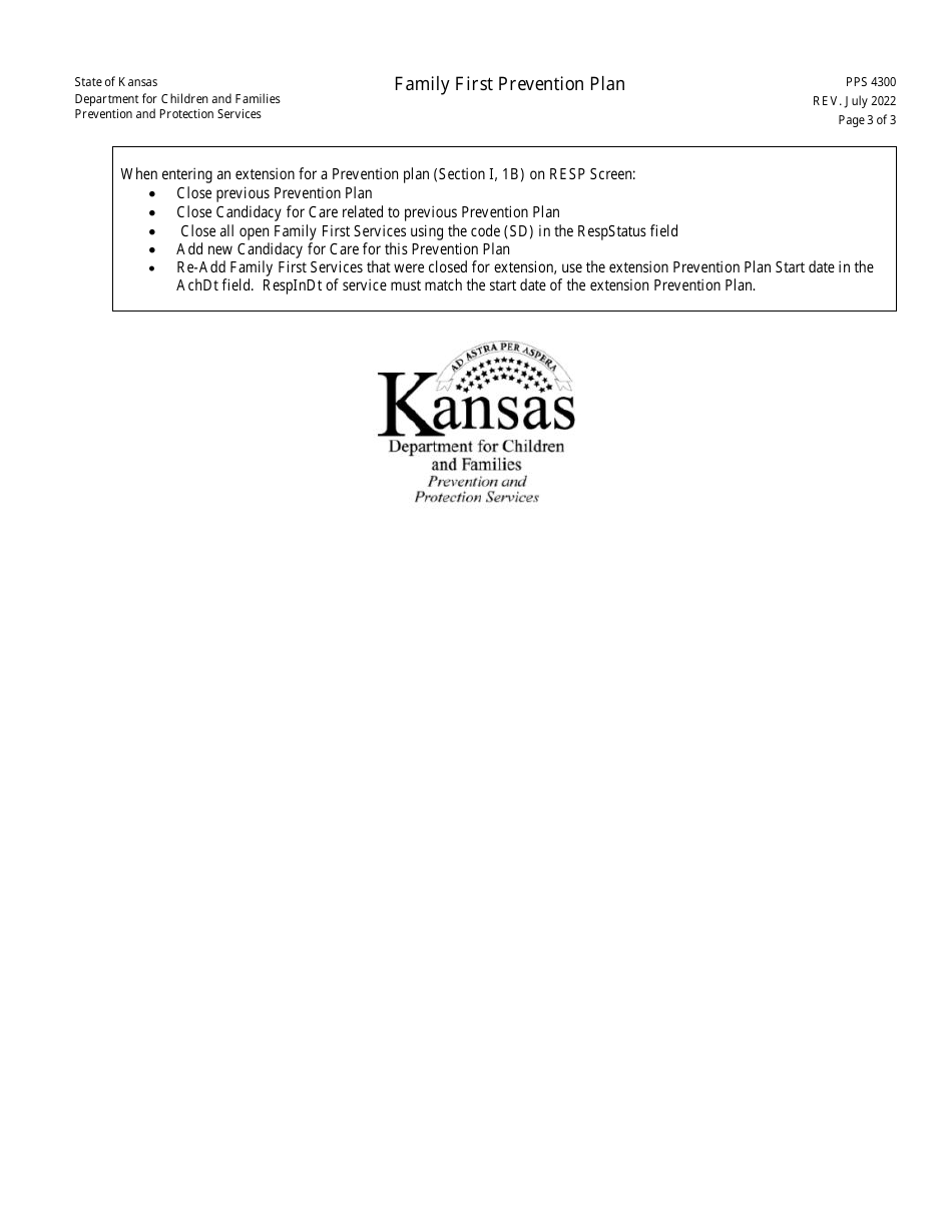 Form PPS4300 Family First Prevention Plan - Kansas, Page 3