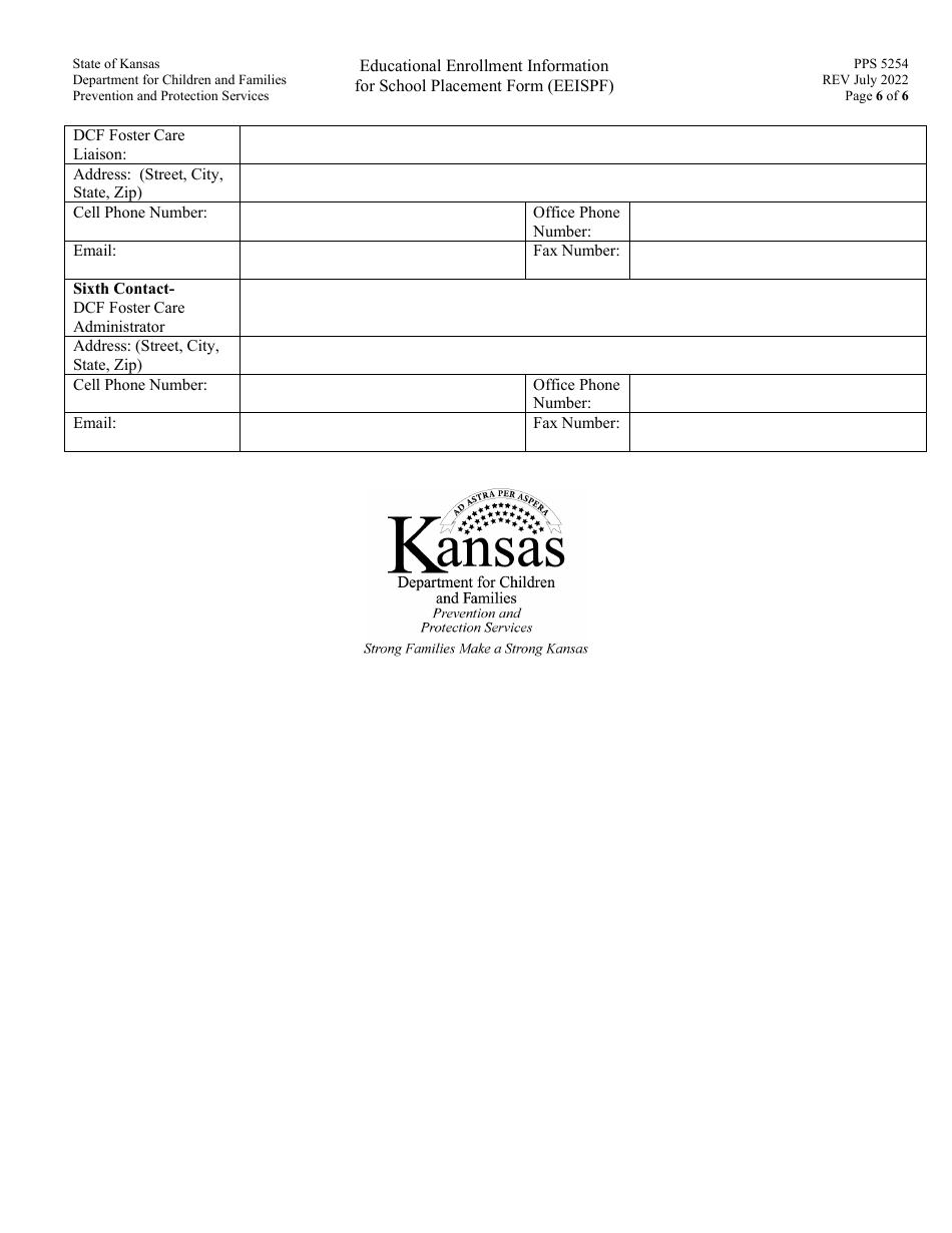 Form PPS5254 educational Enrollment Information for School Placement Form (Eeispf) - Kansas, Page 6