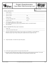 DHEC Form 3561 Clean Water State Revolving Fund Project Questionnaire - South Carolina