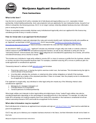 Document preview: Form MJ20-1060 Marijuana Applicant Questionnaire - Oregon