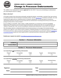 Document preview: Form MJ15-3001 Change to Processor Endorsements - Oregon