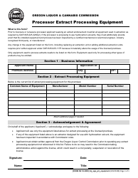 Document preview: Form MJ19-3003 Processor Extract Processing Equipment - Oregon