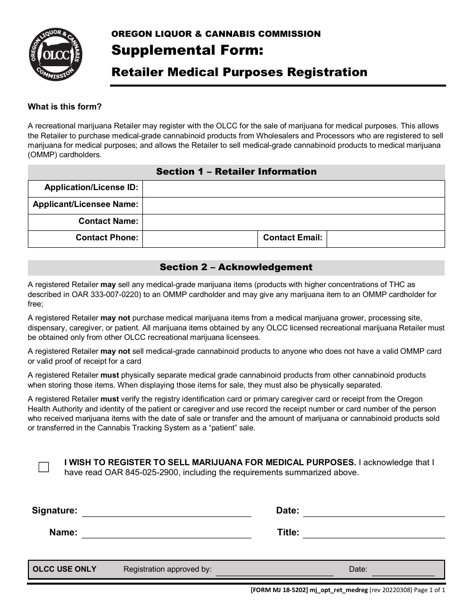 Form Mj Download Fillable Pdf Or Fill Online Supplemental Form Retailer Medical