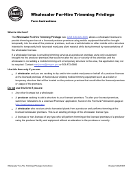 Document preview: Form MJ17-4200 Supplemental Form - Wholesaler for-Hire Trimming Privilege - Oregon