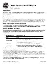 Form MJ16-2201 Supplemental Form - Producer Inventory Transfer Request - Oregon