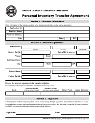 Form MJ16-2202 Personal Inventory Transfer Agreement - Oregon, Page 2