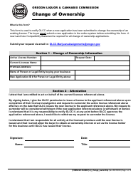 Document preview: Form MJ20-8091 Change of Ownership - Oregon