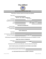 Document preview: Special Events Building Permit Form - City of Miami, Florida