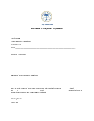 Document preview: Cancellation of Plan/Process Request Form - City of Miami, Florida