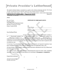 Document preview: Form D.1 Certificate of Compliance - Request for Co/Cc - Sample - City of Miami, Florida