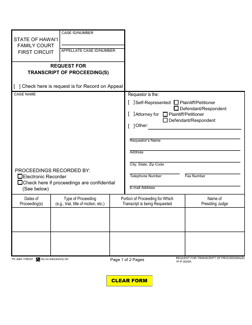 Form 1F-P-3022A  Printable Pdf