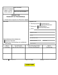 Form 1F-P-3022A Request for Transcript of Proceeding(S) - Hawaii