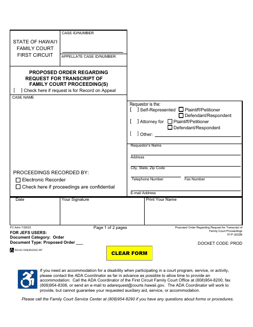 Form 1F-P-3022B  Printable Pdf