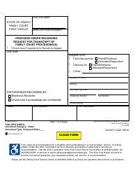 Form 1F-P-3022B Proposed Order Regarding Request for Transcript of Family Court Proceeding(S) - Hawaii