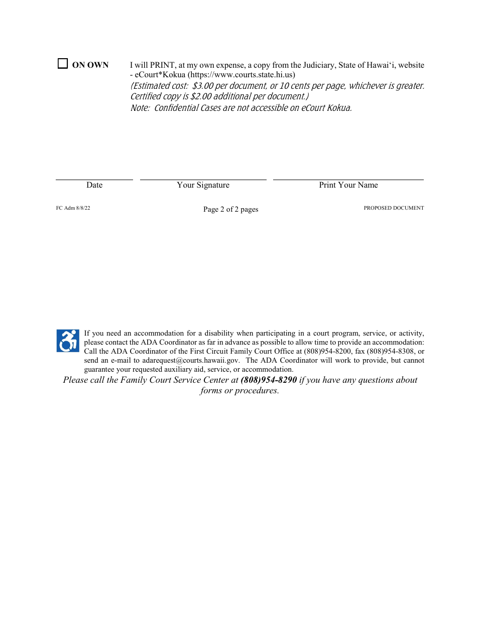 Form 1F-P-3034 Proposed Notice and Scheduling Order - Hawaii, Page 2
