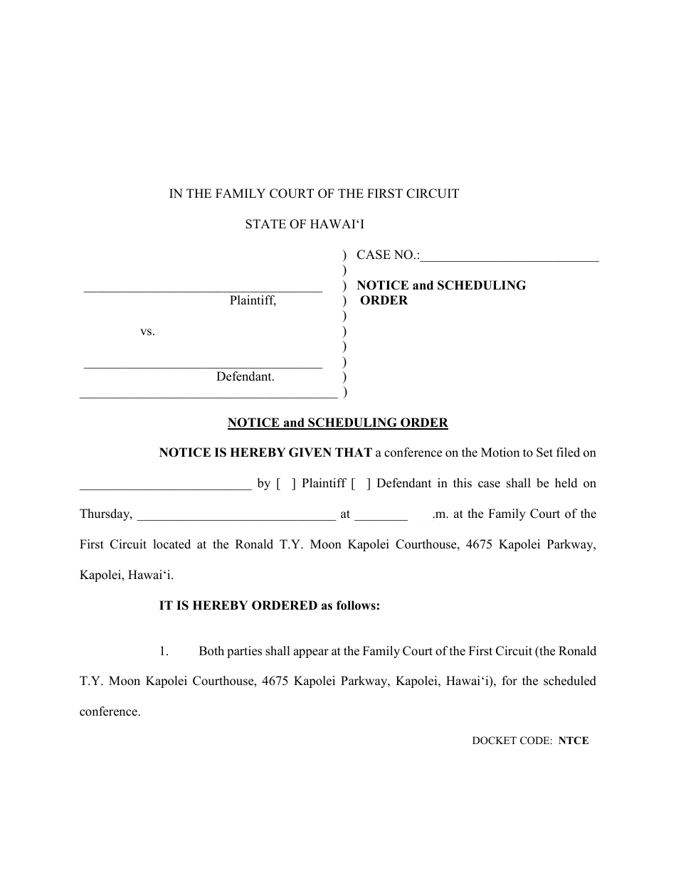Form 1F-P-3034 Proposed Notice and Scheduling Order - Hawaii, Page 3