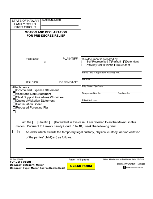 Form 1F-P-816  Printable Pdf