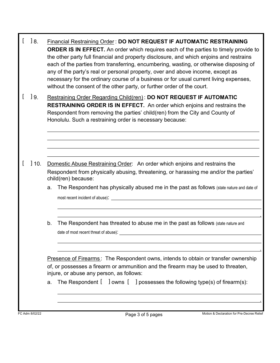 Form 1FP816 Download Fillable PDF or Fill Online Motion and