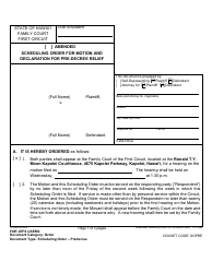 Form 1F-P-986 Proposed/Amended Scheduling Order for Motion and Declaration for Pre-decree Relief - Hawaii, Page 2