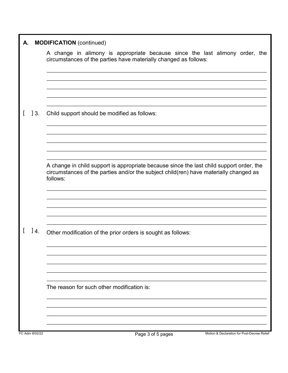Form 1F-P-878 Motion and Declaration for Post-decree Relief - Hawaii, Page 3