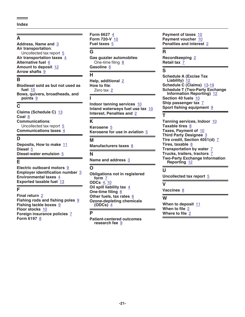 Instructions for IRS Form 720 Quarterly Federal Excise Tax Return, Page 21