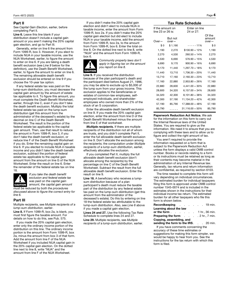 IRS Form 4972 Tax on Lump-Sum Distributions (From Qualified Plans of Participants Born Before January 2, 1936), Page 4