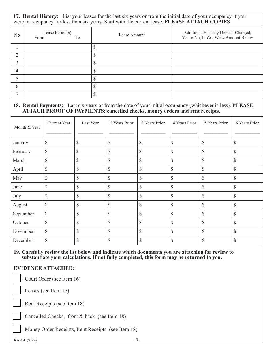 Form RA-89 Tenants Complaint of Rent and / or Other Specific Overcharges in a Rent Stabilized Apartment - New York, Page 5