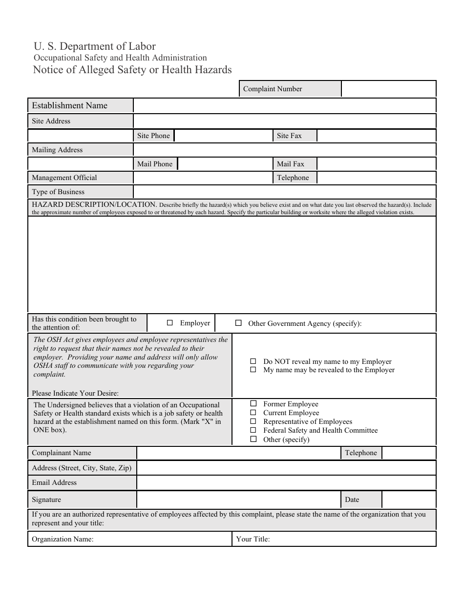 OSHA Form 7 Download Fillable PDF or Fill Online Notice of Alleged ...