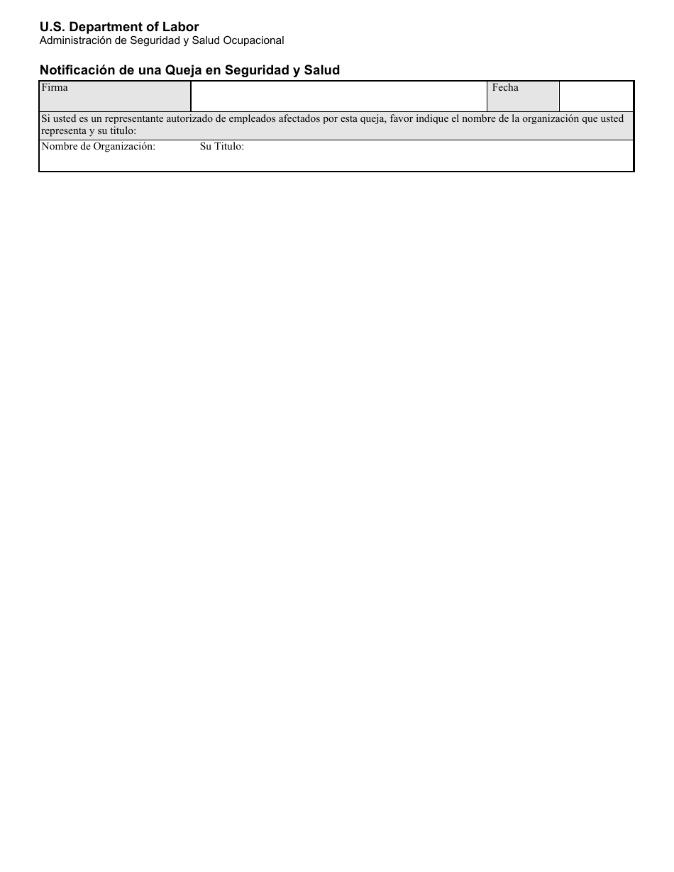 OSHA Formulario 7 Notificacion De Una Queja En Seguridad Y Salud (Spanish), Page 3