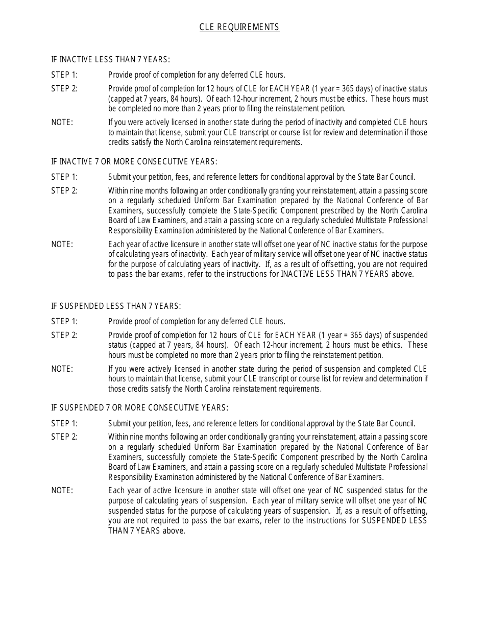 Reinstatement Petition (Long Form) for Lawyers Who Have Been Inactive or Suspended for More Than 12 Months - North Carolina, Page 2