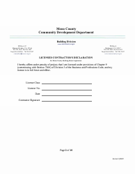 Minor Building Permit Application - Mono County, California, Page 2