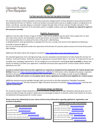 Application Form - Tuition Waiver for Foster Children Program - New Hampshire