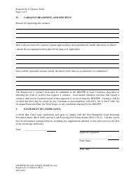 Form VR-1 Request for a Variance Form - New Hampshire, Page 2