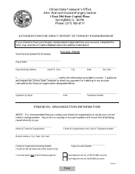 Authorization for Direct Deposit of Forgery Reimbursement - Illinois